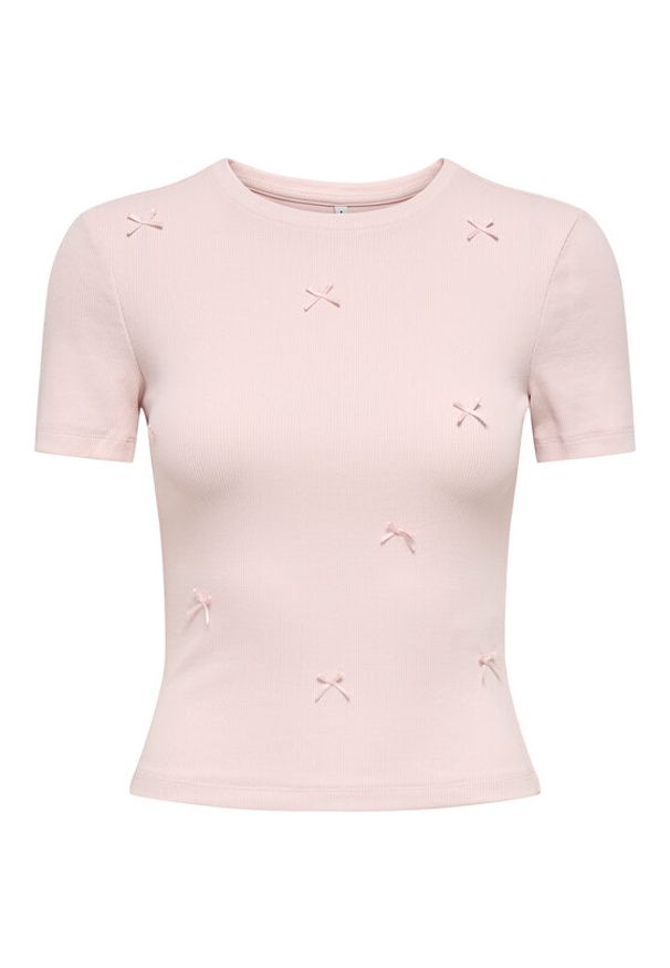 only - ONLY T-Shirt Femke 15369336 Różowy jasny Slim Fit. Kolor: różowy. Materiał: bawełna