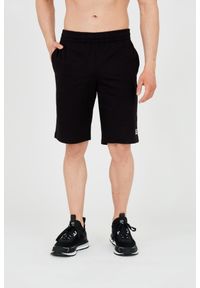 EA7 Emporio Armani - EA7 Czarne shorty męskie z białym logo, Rozmiar S. Kolor: czarny. Materiał: bawełna. Długość: krótkie