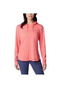 columbia - Bluza damska Columbia Sun Trek z kapturem. Typ kołnierza: kaptur. Kolor: czerwony. Materiał: elastan, poliester, bawełna. Sezon: lato. Sport: turystyka piesza, kolarstwo