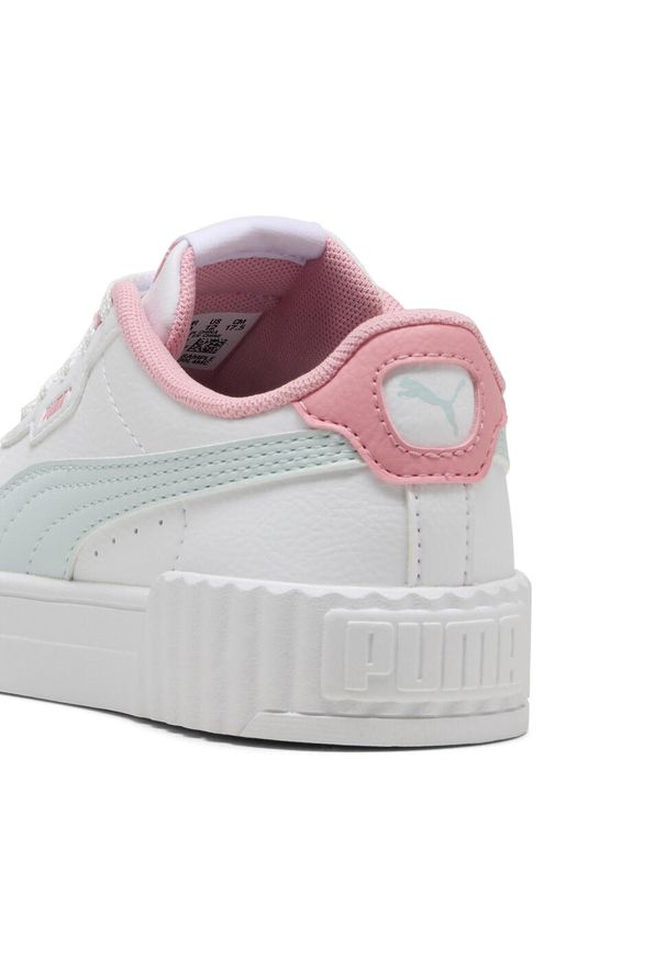 Puma - Dziecięce sneakersy Carina 3.0 PUMA White Sea Glass Blue. Okazja: na uczelnię. Kolor: niebieski, wielokolorowy, biały. Materiał: syntetyk, tkanina. Sport: joga i pilates