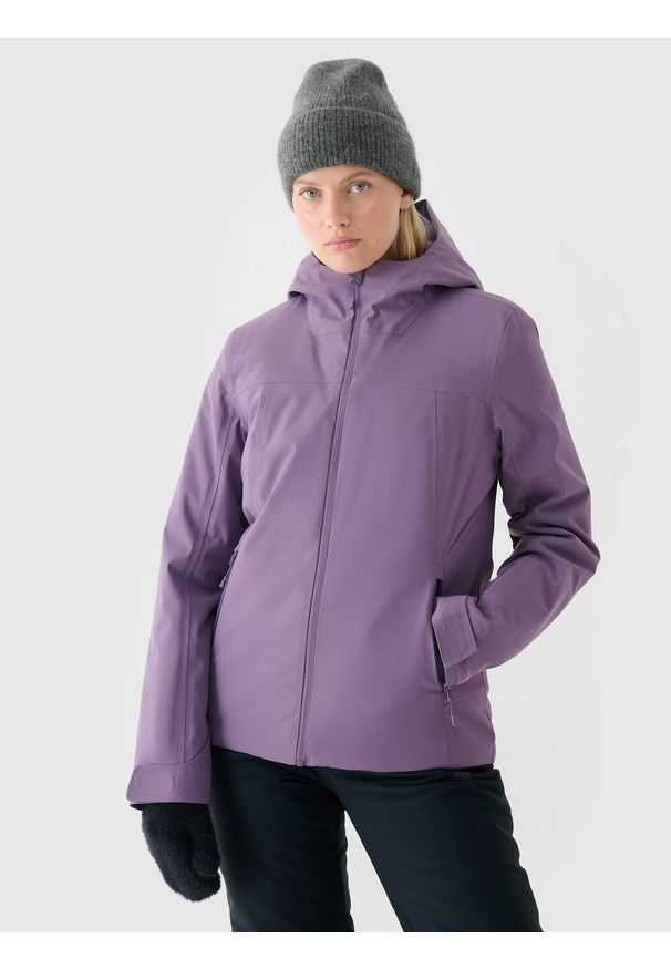 4f - 4F Kurtka narciarska membrana 5000 damska - fioletowa XS. Okazja: na co dzień. Typ kołnierza: kaptur. Kolor: fioletowy. Materiał: poliester, syntetyk, materiał, puch. Długość: długie. Sezon: zima. Styl: klasyczny, casual, sportowy