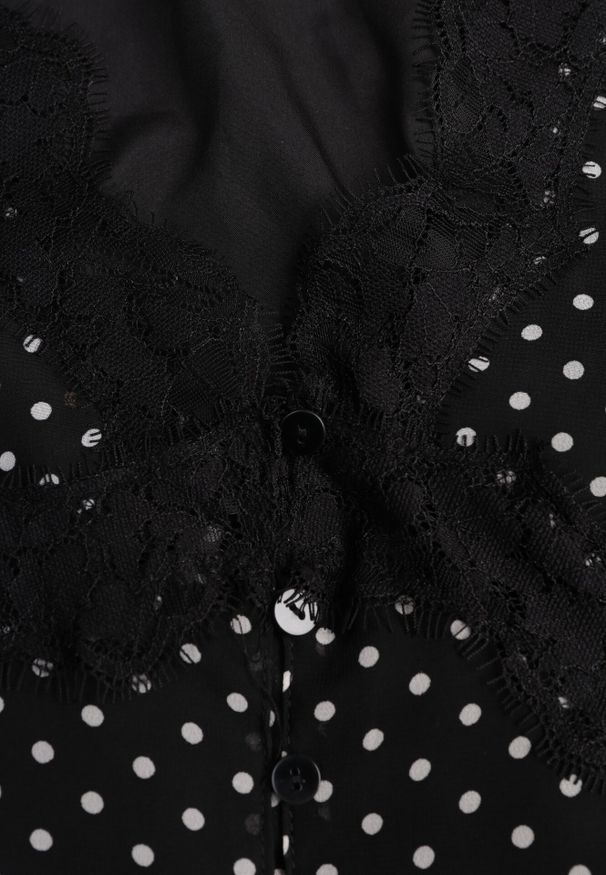 Born2be - Czarna Sukienka w Kropki z Koronką i Transparentnymi Rękawami Hetiera. Okazja: na co dzień. Kolor: czarny. Materiał: koronka. Wzór: kropki, koronka. Styl: casual, klasyczny