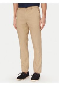 TOMMY HILFIGER - Tommy Hilfiger Chinosy Denton MW0MW42337 Khaki Straight Fit. Kolor: brązowy. Materiał: len #1