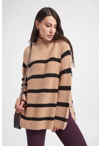 Custommade - Sweter wełniany Talna Stripes CUSTOMMADE. Materiał: wełna. Długość rękawa: długi rękaw. Długość: długie. Wzór: paski