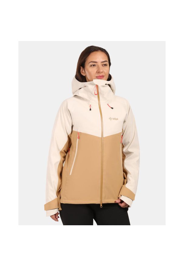 Damska kurtka typu hardshell Kilpi TRINITY-W. Kolor: biały, beżowy, wielokolorowy. Materiał: nylon. Sport: turystyka piesza