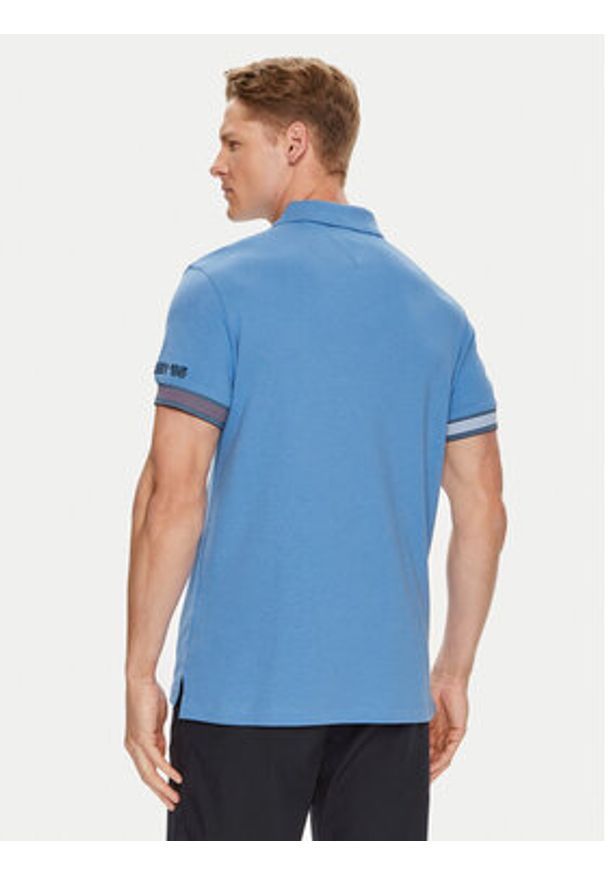 TOMMY HILFIGER - Tommy Hilfiger Polo Flag MW0MW34780 Niebieski Slim Fit. Typ kołnierza: polo. Kolor: niebieski. Materiał: bawełna, wiskoza