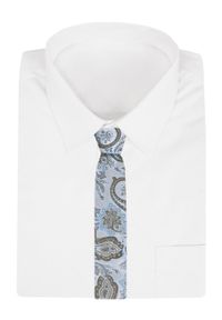 Męski Krawat - Chattier - Błękit i Beż z Dużym Wzorem. Kolor: niebieski, wielokolorowy, brązowy, beżowy. Materiał: tkanina. Styl: elegancki, klasyczny, wizytowy #3