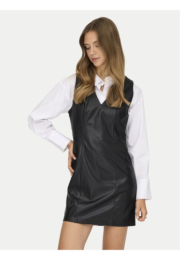 only - ONLY Sukienka z imitacji skóry Nelly 15360558 Czarny Slim Fit. Kolor: czarny. Materiał: skóra