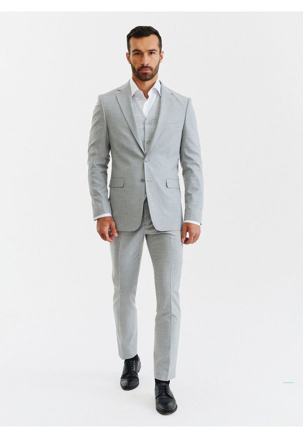 Pako Lorente - PAKO LORENTE – Męska jasnoszara marynarka garniturowa. Kolor: szary. Materiał: tkanina. Styl: klasyczny