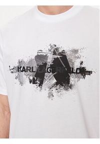 Karl Lagerfeld - KARL LAGERFELD T-Shirt 755148 542224 Biały Regular Fit. Typ kołnierza: dekolt w karo. Kolor: biały. Materiał: bawełna
