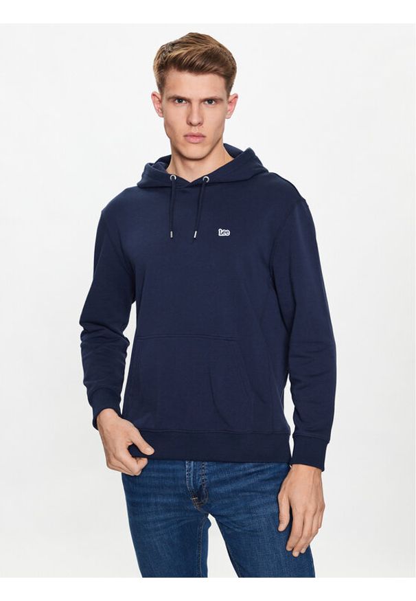Lee Bluza Plain L80YFW35 112333648 Granatowy Regular Fit. Kolor: niebieski. Materiał: bawełna