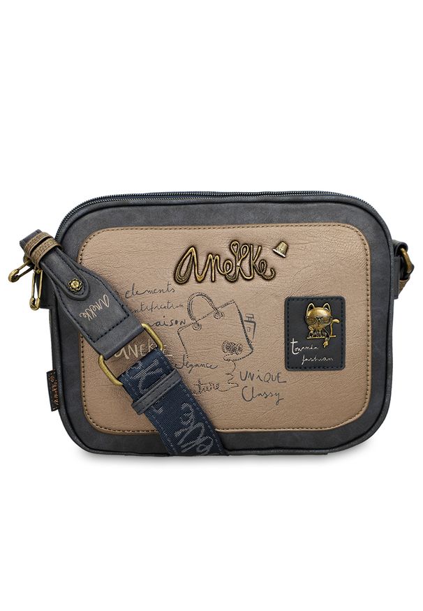 Torebka damska Anekke, mała z 3 komorami bogato zdobiona z regulowanym paskiem, brązowa, 41853-188. Kolor: brązowy. Wzór: aplikacja. Dodatki: z haftem. Materiał: zdobione. Styl: casual. Rodzaj torebki: na ramię