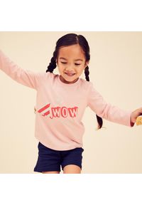 DOMYOS - Koszulka z długim rękawem dziecięca Domyos Basic. Kolor: różowy, wielokolorowy, beżowy, czerwony. Materiał: bawełna, tkanina, prążkowany, elastan, materiał. Długość rękawa: długi rękaw. Długość: długie #1
