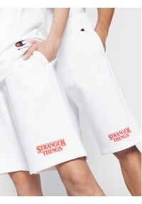 Champion Szorty sportowe Unisex STRANGER THINGS 217782 Biały Regular Fit. Kolor: biały. Materiał: syntetyk, bawełna. Styl: sportowy #4