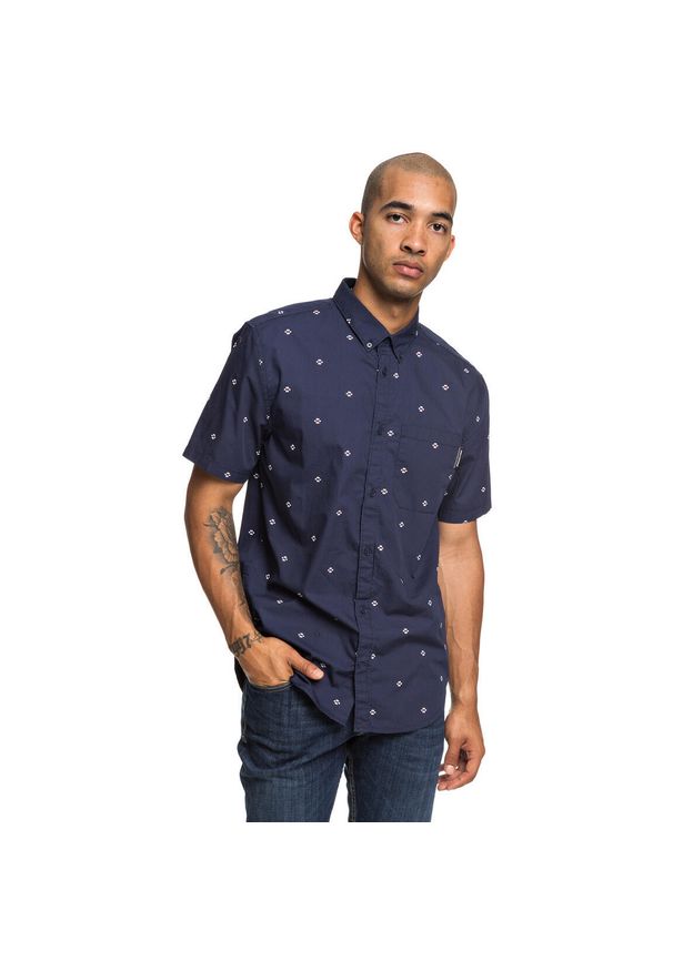 Koszula męskie DC Shoes Up Pill Short Sleeve Shirt. Kolor: niebieski. Materiał: bawełna, materiał
