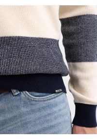 Big-Star - Sweter męski bawełniany w pasy beżowo-szare Pasador 000. Okazja: na co dzień. Kolor: wielokolorowy. Materiał: bawełna. Wzór: paski. Styl: casual, klasyczny, elegancki #2