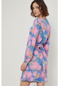 medicine - Medicine sukienka mini rozkloszowana. Kolor: niebieski. Materiał: tkanina. Długość rękawa: długi rękaw. Długość: mini #2