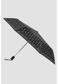 Karl Lagerfeld - KARL LAGERFELD Czarna logowana damska parasolka Ikon Aop. Kolor: czarny. Materiał: materiał