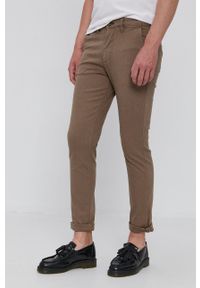 Selected - Spodnie. Kolor: brązowy. Materiał: bawełna, tkanina. Wzór: gładki