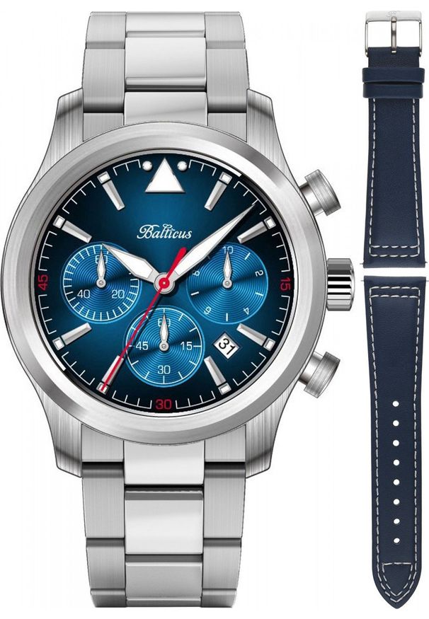 BALTICUS - Zegarek Balticus Zegarek męski Balticus BALFSQCHBLU srebrny. Kolor: srebrny