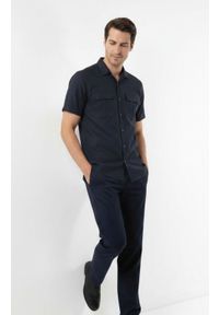 Bawełniano-Lniana Koszula Brave Soul - Granatowa. Kolor: niebieski. Materiał: bawełna, len. Sezon: lato #4