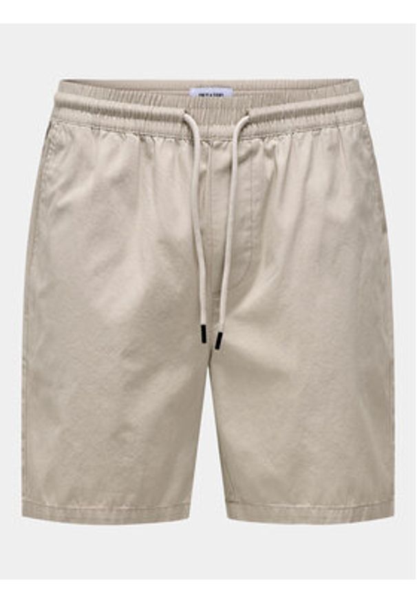 Only & Sons Szorty materiałowe Tel 22027949 Beżowy Regular Fit. Kolor: beżowy. Materiał: bawełna