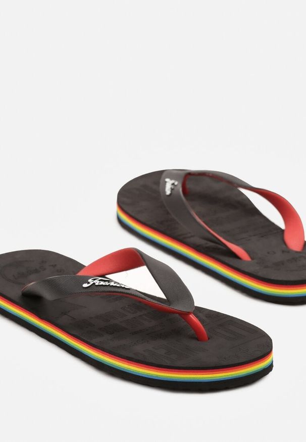 Born2be - Czarne Japonki Ozdobione Napisami Ballisen. Okazja: na co dzień, na plażę. Kolor: czarny. Wzór: aplikacja, napisy. Sezon: lato. Styl: klasyczny, casual