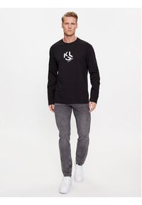 Karl Lagerfeld Jeans - KARL LAGERFELD Longsleeve Klj Regular Monogram Lslv Tee 236D1705 Czarny Regular Fit. Typ kołnierza: dekolt w karo. Kolor: czarny. Materiał: bawełna. Długość rękawa: długi rękaw #5