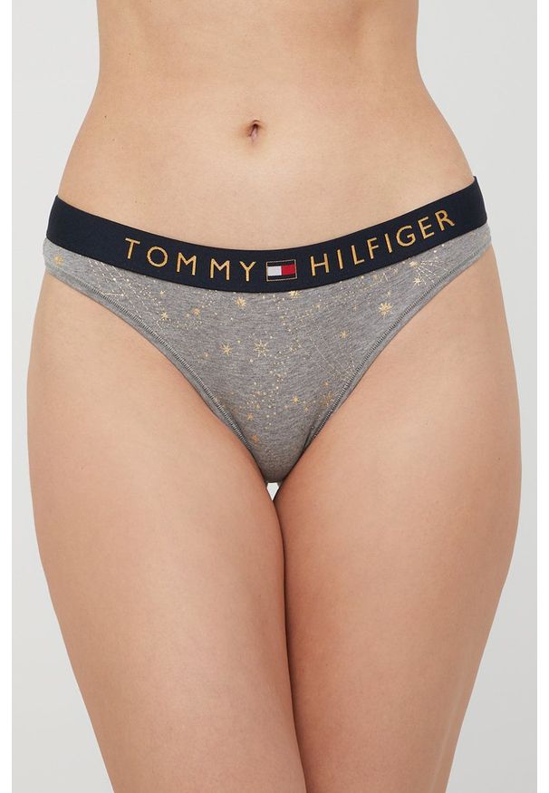 TOMMY HILFIGER - Tommy Hilfiger stringi kolor szary. Kolor: szary. Materiał: bawełna, dzianina