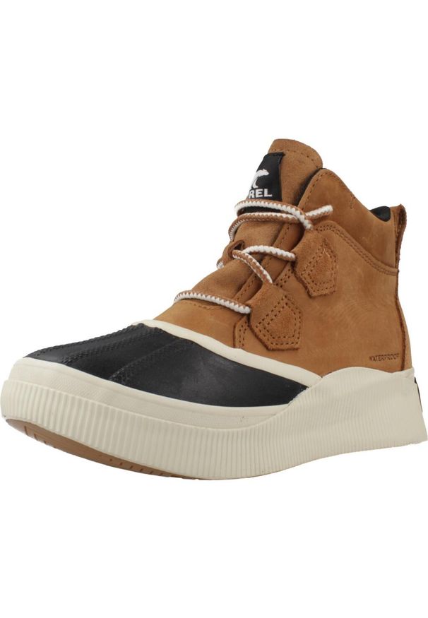 sorel - SOREL OUT N ABOUT IV CLASSIC WP Brązowy. Kolor: brązowy. Materiał: skóra, tkanina. Styl: sportowy