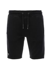 Ombre Clothing - Krótkie spodenki męskie dresowe - czarne V1 W294 - XXL. Kolor: czarny. Materiał: dresówka. Długość: krótkie. Styl: sportowy, klasyczny #3