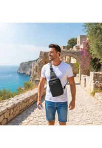 Czarna, Męska Torba na Ramię Typu Crossbody - Pako Jeans. Kolor: czarny. Materiał: poliester #4