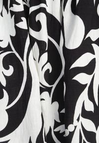 Born2be - Czarna Rozkloszowana Sukienka z Wiskozy z Bufiastymi Rękawami w Roślinny Wzór Semea. Okazja: na co dzień, do pracy, na spotkanie biznesowe. Kolor: czarny. Materiał: wiskoza. Sezon: lato. Typ sukienki: rozkloszowane, proste. Styl: casual, biznesowy. Długość: maxi #2