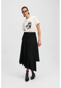 Karl Lagerfeld - KARL LAGERFELD Beżowy damski t-shirt Ikon Sketch Duo, Rozmiar XS. Kolor: beżowy. Materiał: materiał. Wzór: nadruk #3
