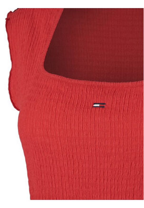Tommy Jeans Top Smock Seersucker DW0DW22220 Czerwony Slim Fit. Kolor: czerwony. Materiał: syntetyk