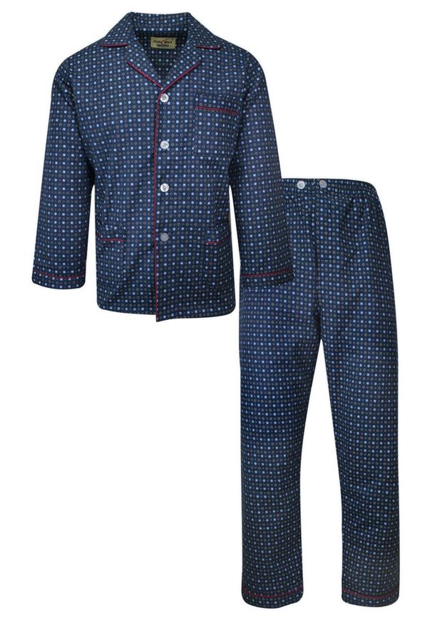 ForMax - Piżama Dwuczęściowa Flanelowa, Granatowa, Długie Spodnie, Koszula Długi Rękaw -FORMAX. Kolor: niebieski. Materiał: bawełna. Długość: długie