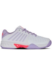 Buty do tenisa damskie K-Swiss Express Light 3. Kolor: wielokolorowy, różowy, biały, czerwony, fioletowy. Materiał: materiał, syntetyk. Szerokość cholewki: normalna. Sport: tenis