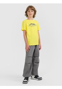 4f - 4F T-shirt regular z nadrukiem chłopięcy - pomarańczowy 128 (7-8 lat). Okazja: na co dzień, na uczelnię. Kolor: żółty. Materiał: materiał, dresówka, bawełna, skóra, jeans. Wzór: nadruk. Sezon: lato. Styl: casual, klasyczny #2