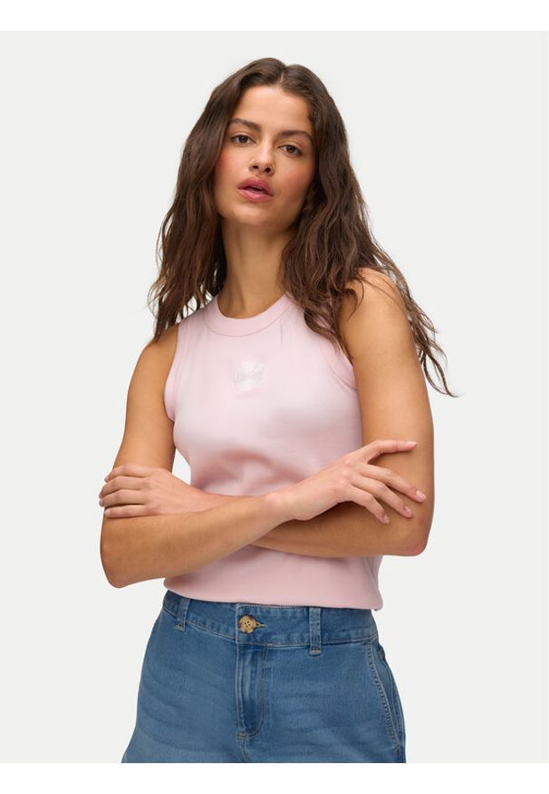 Vero Moda Top Nira 10341982 Różowy jasny Slim Fit. Kolor: różowy. Materiał: bawełna