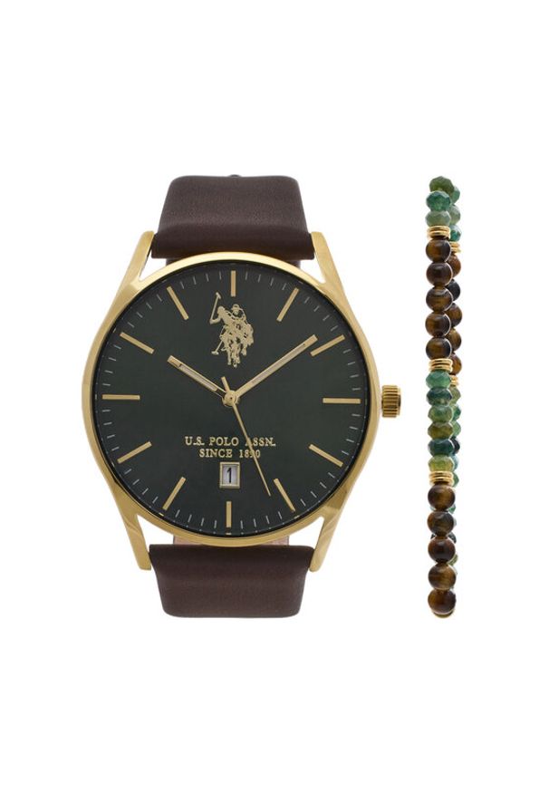 U.S. Polo Assn. Zestaw zegarek i bransoletka Colin USP6376TW Złoty. Kolor: złoty