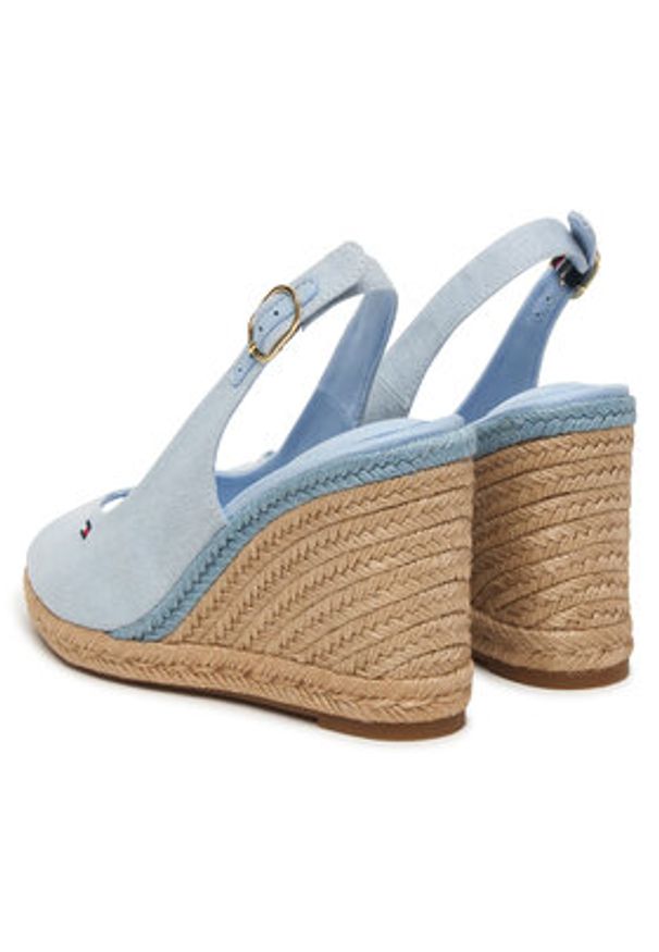 TOMMY HILFIGER - Tommy Hilfiger Espadryle Flag High Wedge Espad Slingback FW0FW09343 Błękitny. Kolor: niebieski. Materiał: materiał