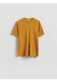 Reserved - T-shirt regular z wiskozą - bursztynowy. Kolor: pomarańczowy. Materiał: wiskoza