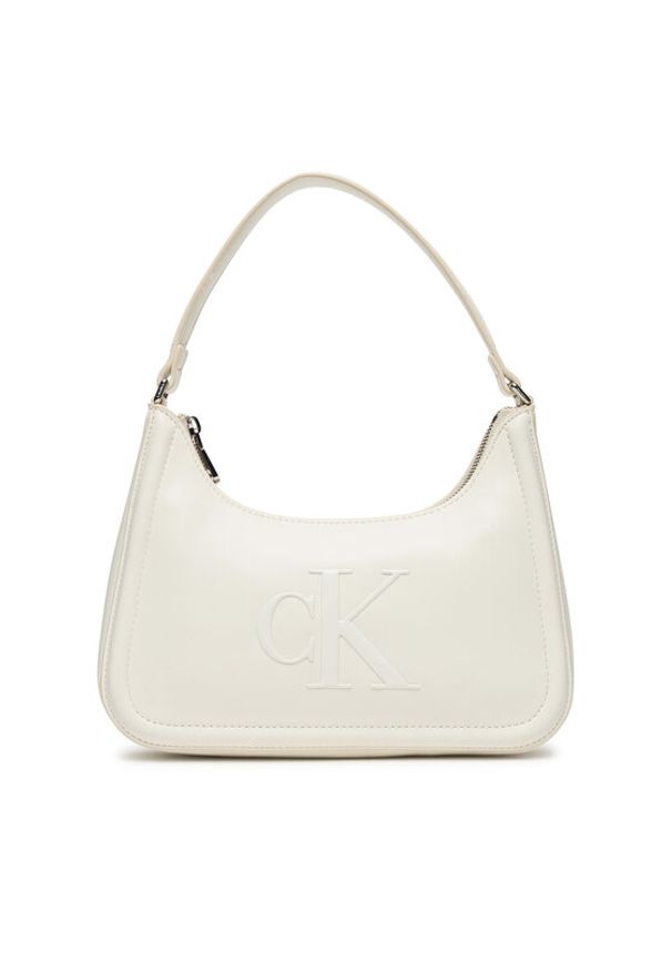 Calvin Klein Torebka Bold Ck Small Shoulder Bag LV04F3230G Biały. Kolor: biały. Materiał: skórzane
