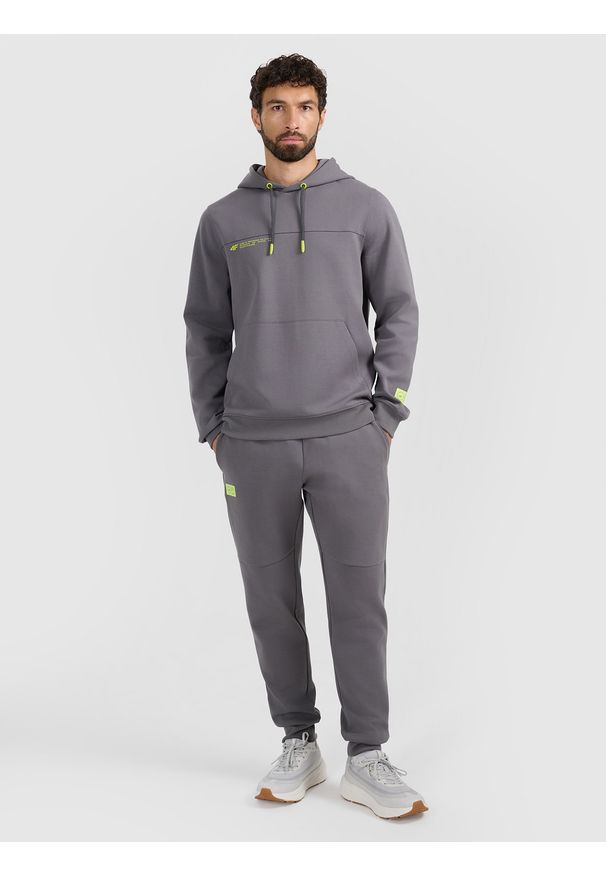 4f - 4F Bluza dresowa nierozpinana z kapturem męska - szara XL. Okazja: na co dzień. Typ kołnierza: kaptur. Kolor: szary. Materiał: dresówka. Styl: casual