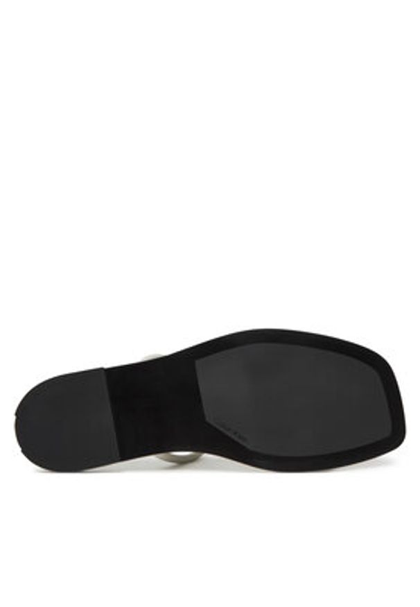 Calvin Klein Klapki Flat Sandal Squared 2-Bar Lth HW0HW02532 Beżowy. Kolor: beżowy. Materiał: skóra