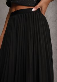 Renee - Czarna Spódnica High Waist Zdobiona Drobnym Plisowaniem Aniope. Okazja: na co dzień. Stan: podwyższony. Kolor: czarny. Wzór: aplikacja. Styl: elegancki, casual #3