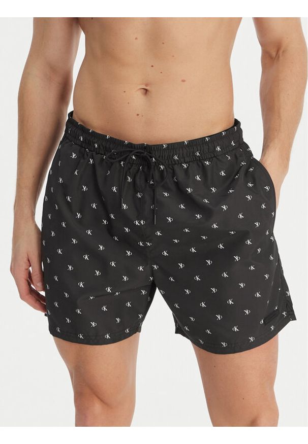 Calvin Klein Swimwear Szorty kąpielowe LV00N61027 Czarny Regular Fit. Kolor: czarny. Materiał: bawełna