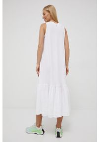 Deha sukienka kolor biały midi prosta. Okazja: na co dzień. Kolor: biały. Materiał: syntetyk, materiał, dzianina, włókno. Wzór: gładki. Typ sukienki: proste. Styl: casual. Długość: midi #6