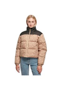 Damska kurtka puchowa retro Urban Classics AOP Retro. Kolor: beżowy. Materiał: puch. Styl: retro #2