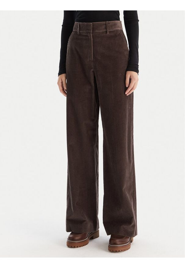 Weekend Max Mara Spodnie materiałowe Tania 2525136092 Brązowy Wide Leg. Kolor: brązowy. Materiał: bawełna